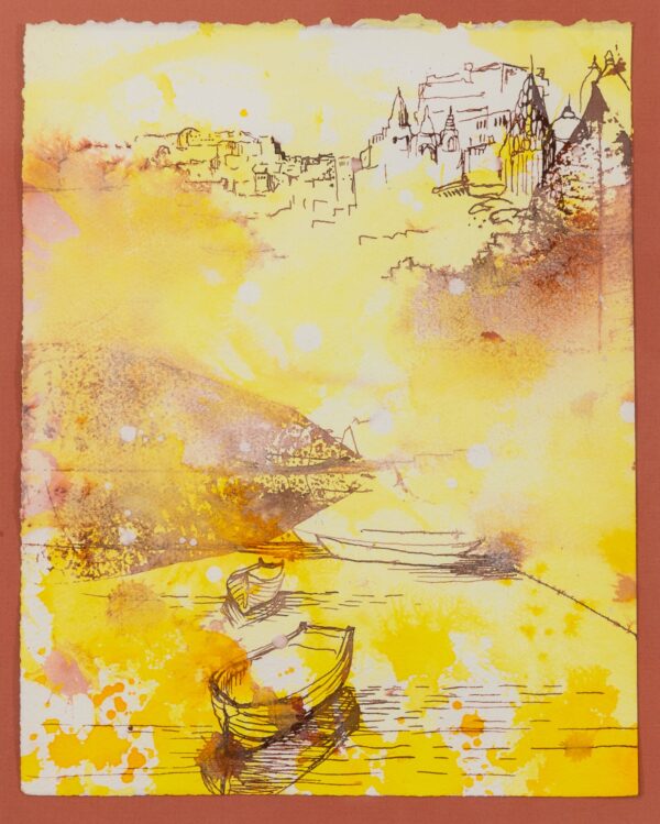 Sacred Spaces II. Ink, gesso, acrylic on paper. 20x25