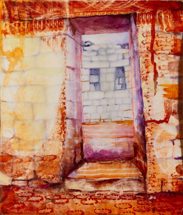 Machu Pichu II. Acrylic, ink on wood. 30x35