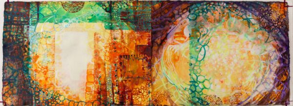 Frieze. Acrylic, ink on paper, ripped and sewn. size