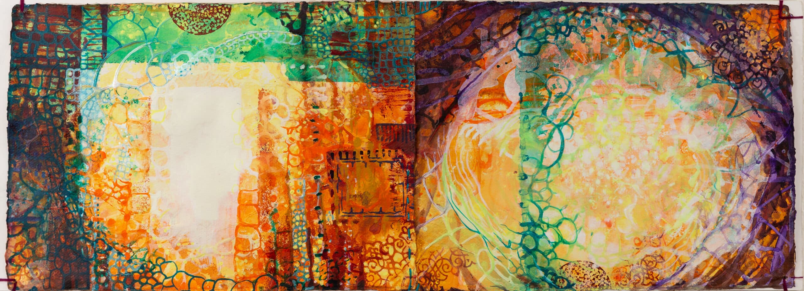 Frieze. Acrylic, ink on paper, ripped and sewn. size