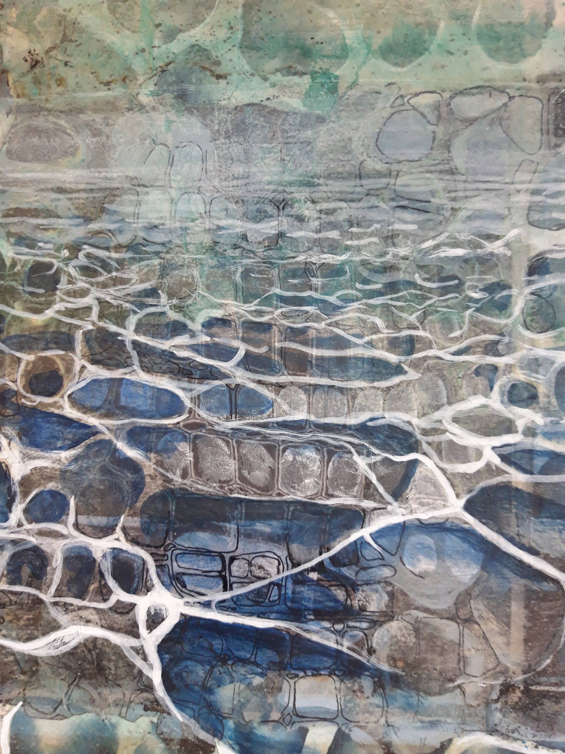 Ocean II. mixed media on board. 30x40