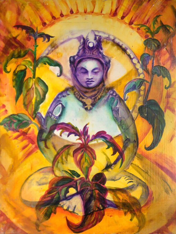 Buddha growing. Oil on wood. 28x38