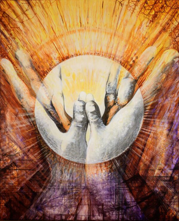 Lotus Mudra. Acrylic on wood. 95x120