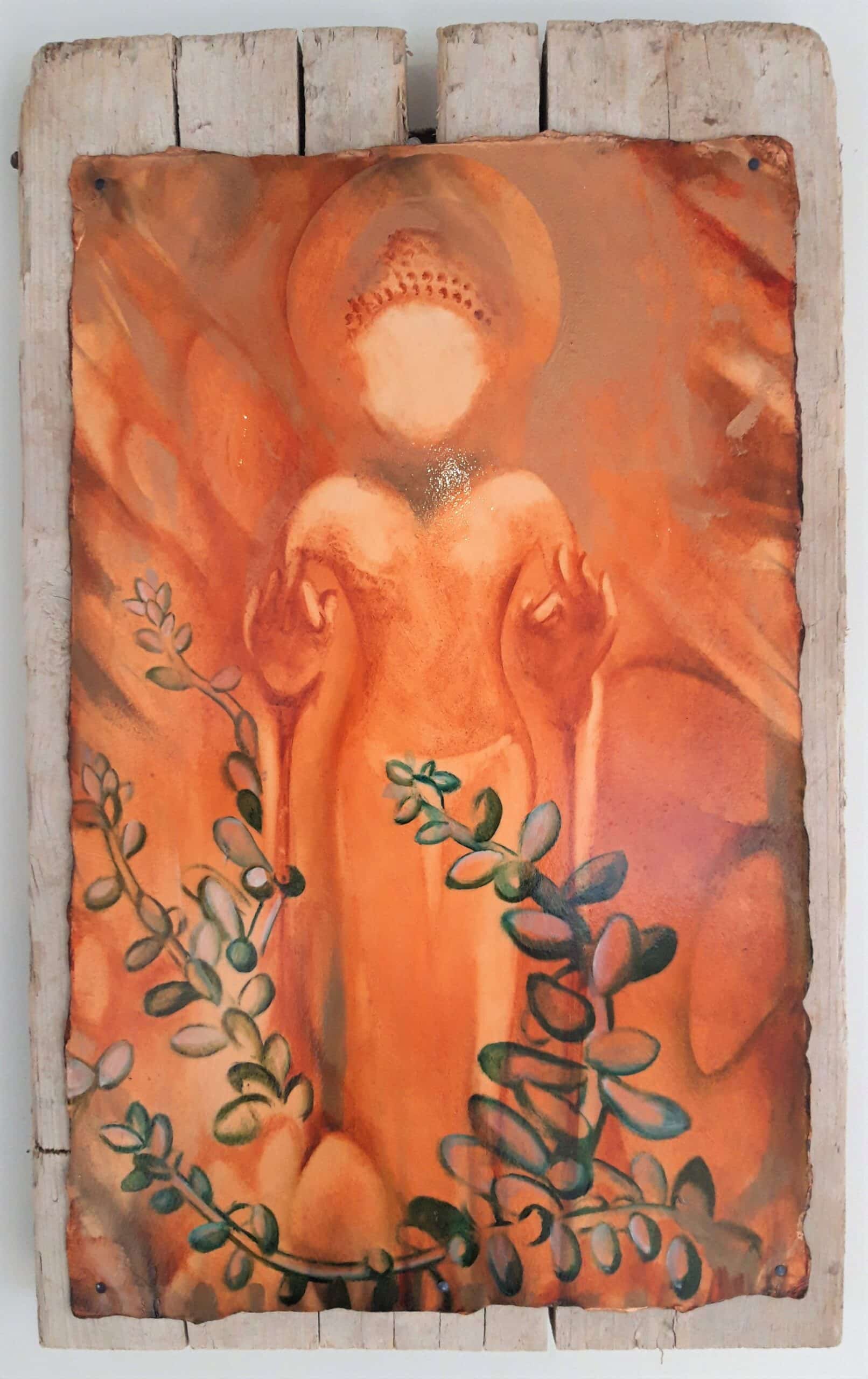 Guardian. Oil on paper, nailed on wood. 30x40