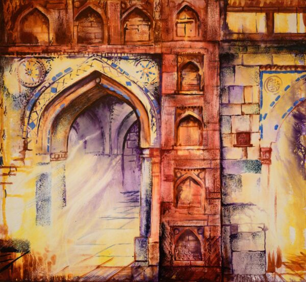 Golden Temple. Acrylic on wood. 55x60