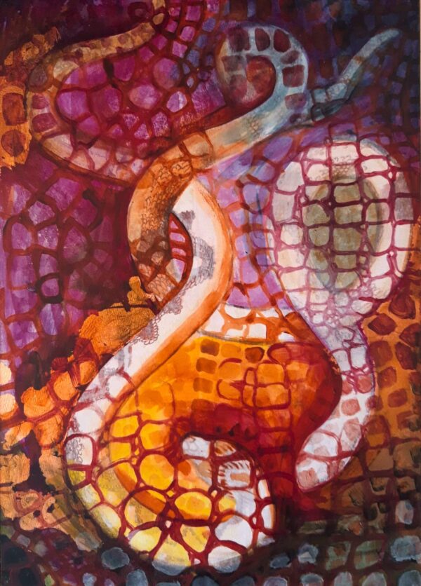 Cellular Snakes. Acrylic, wood. 30x42