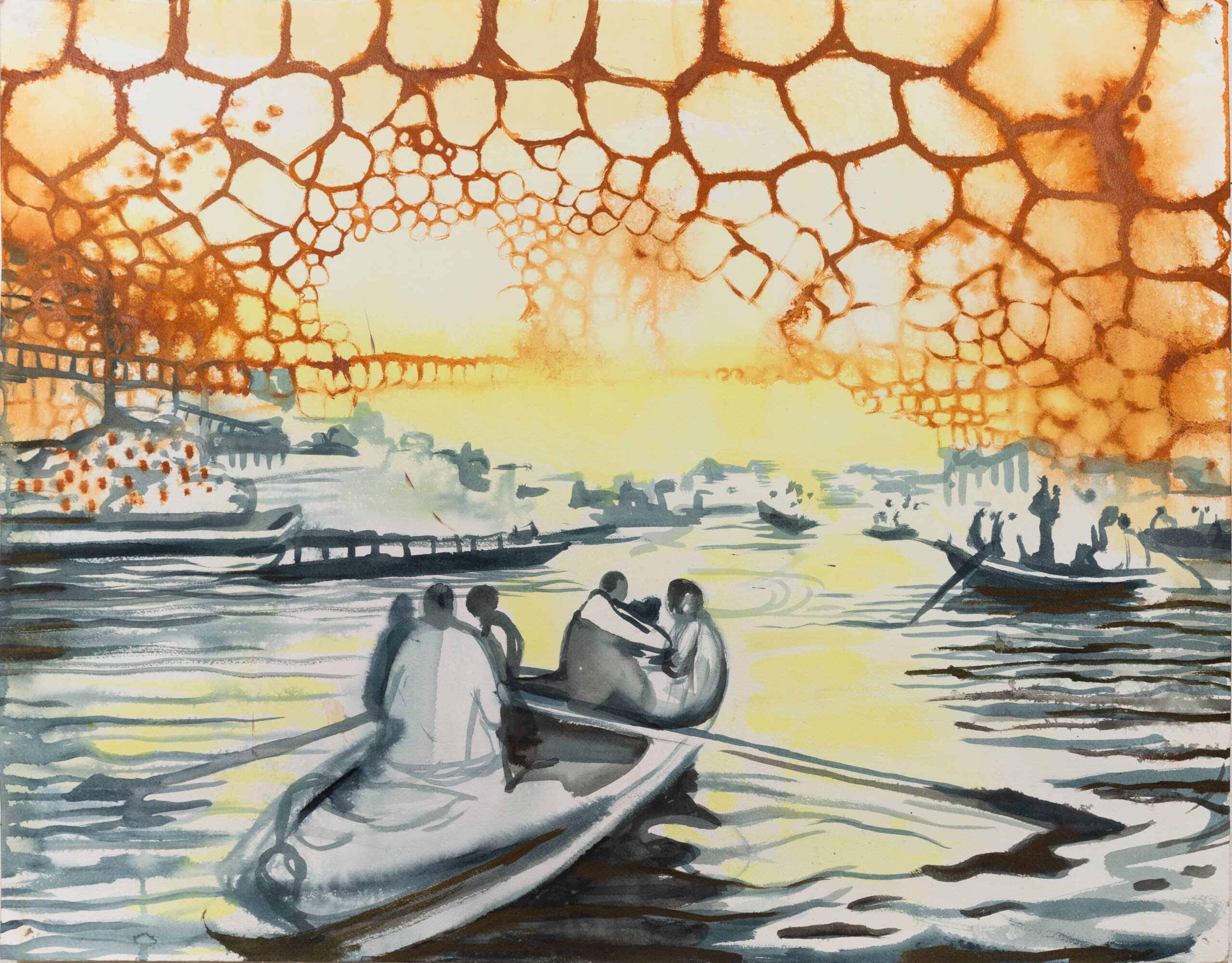 Towards Home. Acrylic on paper. 56x72